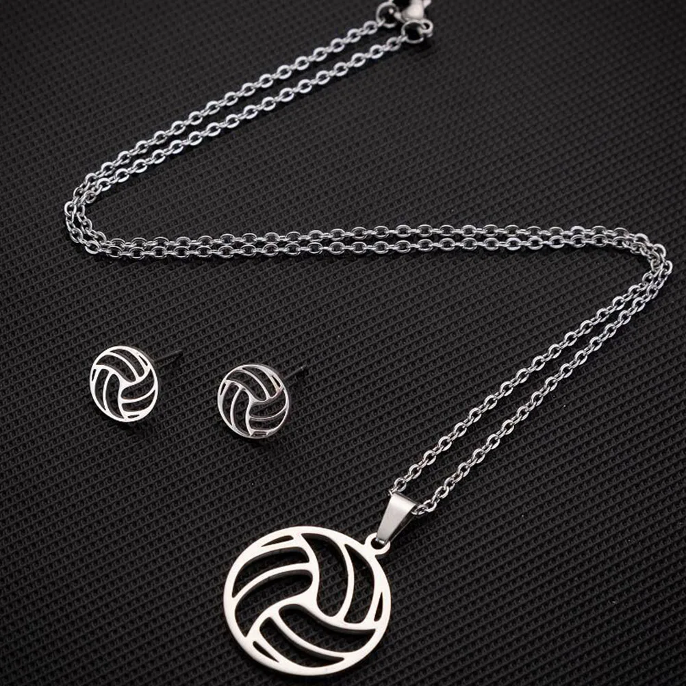 2 Sets Volleyball Necklace Earrings Set Stainless Steel Jewelry Women Gold Silver Plated Clavicle Chain Portable Christmas Gift
2 Sets Volleyball Necklace Earrings Set Stainless Steel Jewelry Women Gold Silver Plated Clavicle Chain Portable Christmas Gift