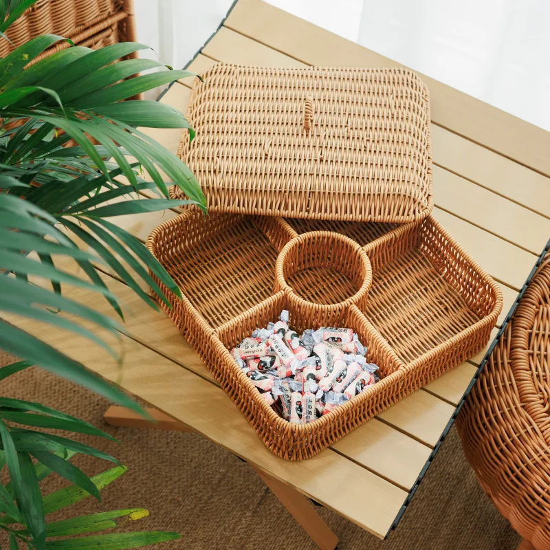 Imitation Rattan Multigrid Woven Basket Living Room Snack Basket for Fruits Nuts Commercial Tea Party Platter Stylish Home Decor
Imitation Rattan Multigrid Woven Basket Living Room Snack Basket for Fruits Nuts Commercial Tea Party Platter Stylish Home Decor