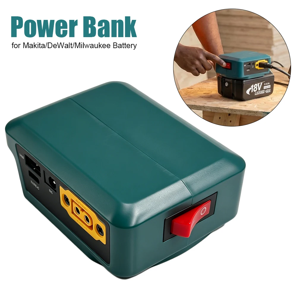 NEW Power Bank For Makita/Dewalt/Milwaukee 18V Batteries, Dual Charging DC/XT60/USB-C with Digital Display,for Camping Outdoor
NEW Power Bank For Makita/Dewalt/Milwaukee 18V Batteries, Dual Charging DC/XT60/USB-C with Digital Display,for Camping Outdoor