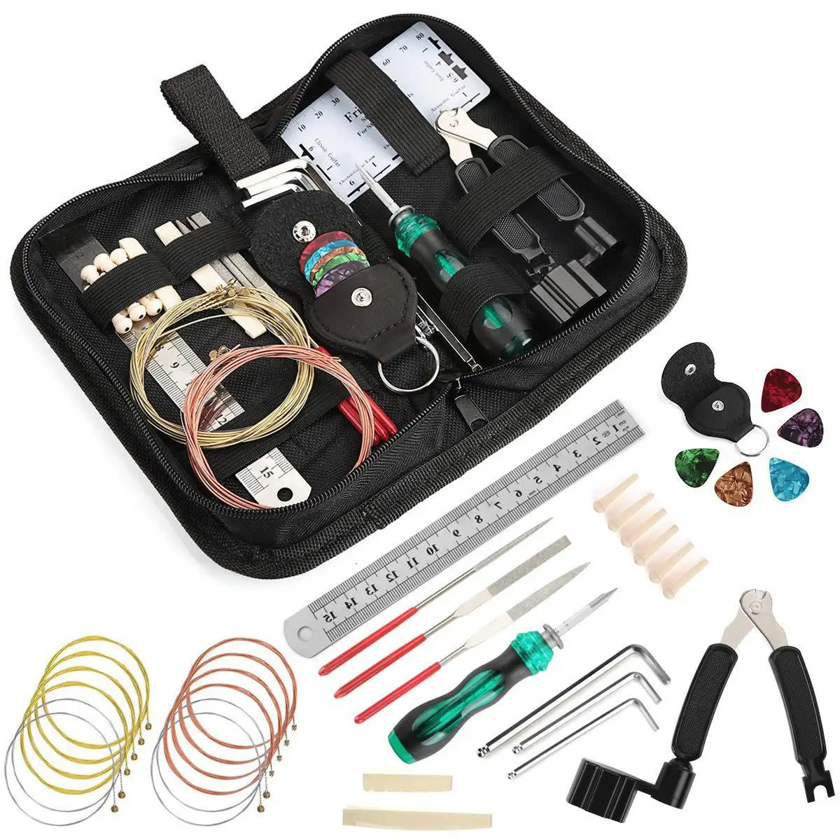 Fonoun Guitar Effects Repairment Tool Bag 27pcs in 1 Set Strings Bones Pick Pins Rulers Files Puller Screwdriver FN8856
Fonoun Guitar Effects Repairment Tool Bag 27pcs in 1 Set Strings Bones Pick Pins Rulers Files Puller Screwdriver FN8856