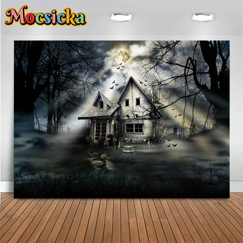 Mocsicka Halloween Decoration Photography Background Moon Forest Light Vintage Brick House Wood Barrel Bats Photo Backdrop Props
Mocsicka Halloween Decoration Photography Background Moon Forest Light Vintage Brick House Wood Barrel Bats Photo Backdrop Props