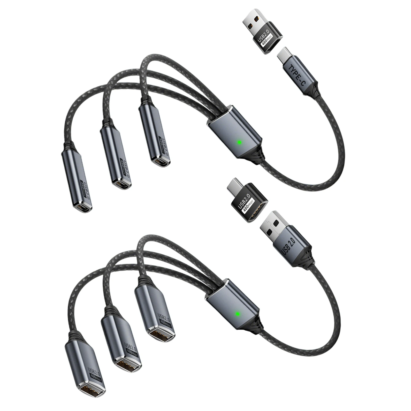 3-in-1 USB A Type-C Splitter Cable USB 2.0 Hub OTG Converter Adapter with Charging Data Transfer Compatible with Macbook Laptops
3-in-1 USB A Type-C Splitter Cable USB 2.0 Hub OTG Converter Adapter with Charging Data Transfer Compatible with Macbook Laptops