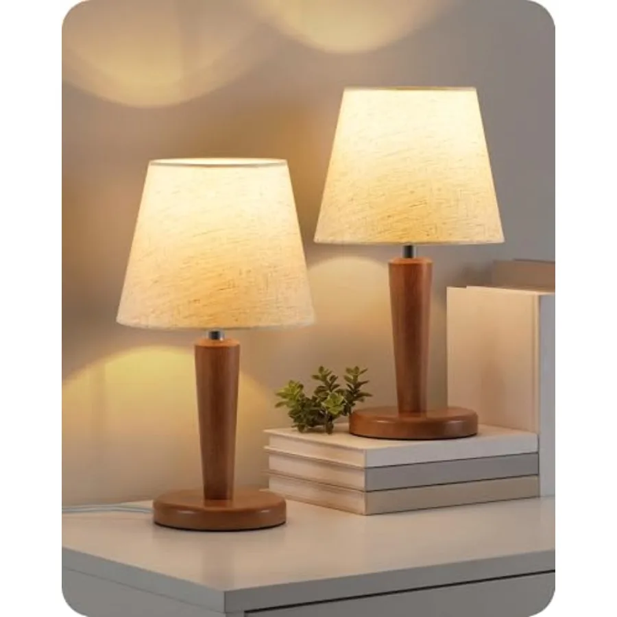 12" Wood Bedside Table Lamps Set of 2, Small Desk Lamps for Small Places, 3 Color Temperatures with Memory, Beige Linen Shade a
12" Wood Bedside Table Lamps Set of 2, Small Desk Lamps for Small Places, 3 Color Temperatures with Memory, Beige Linen Shade a