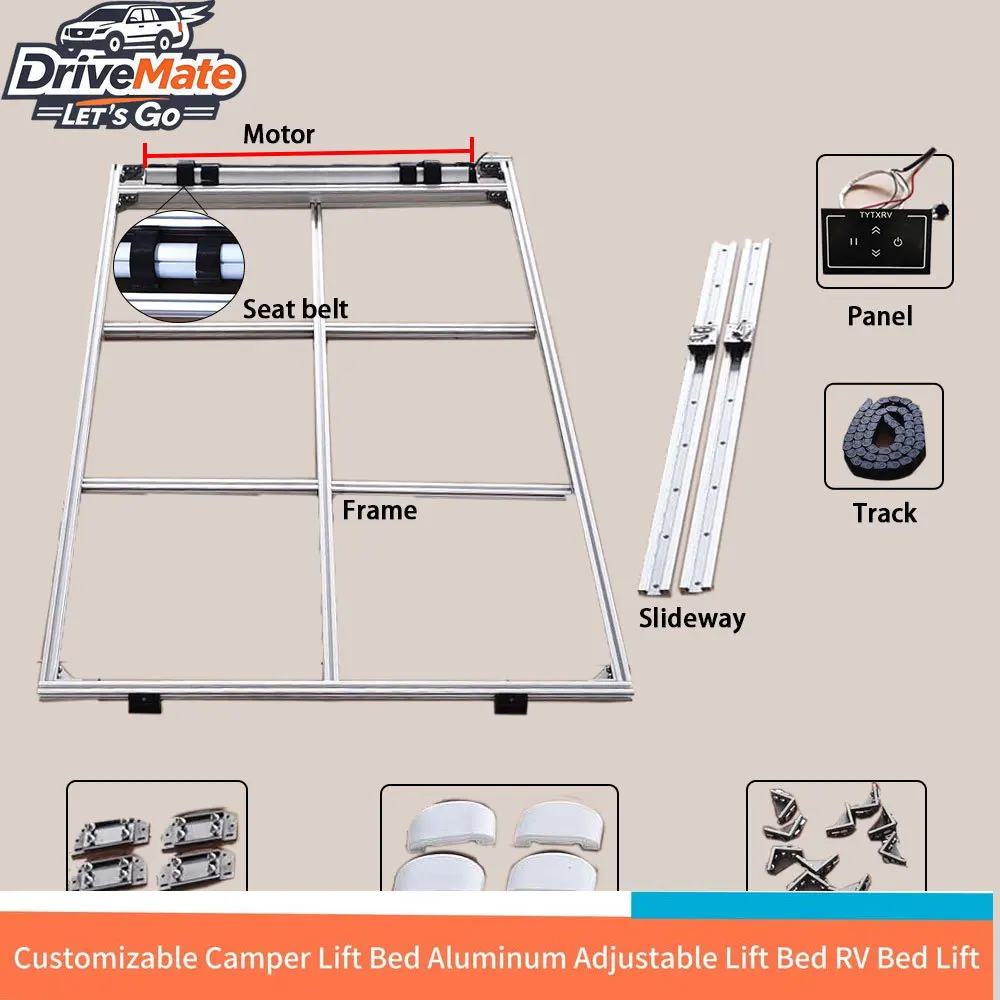 Customizable Camper Lift Bed Aluminum Profile Adjustable Motorized Lift Bed RV Bed Lift System
Customizable Camper Lift Bed Aluminum Profile Adjustable Motorized Lift Bed RV Bed Lift System