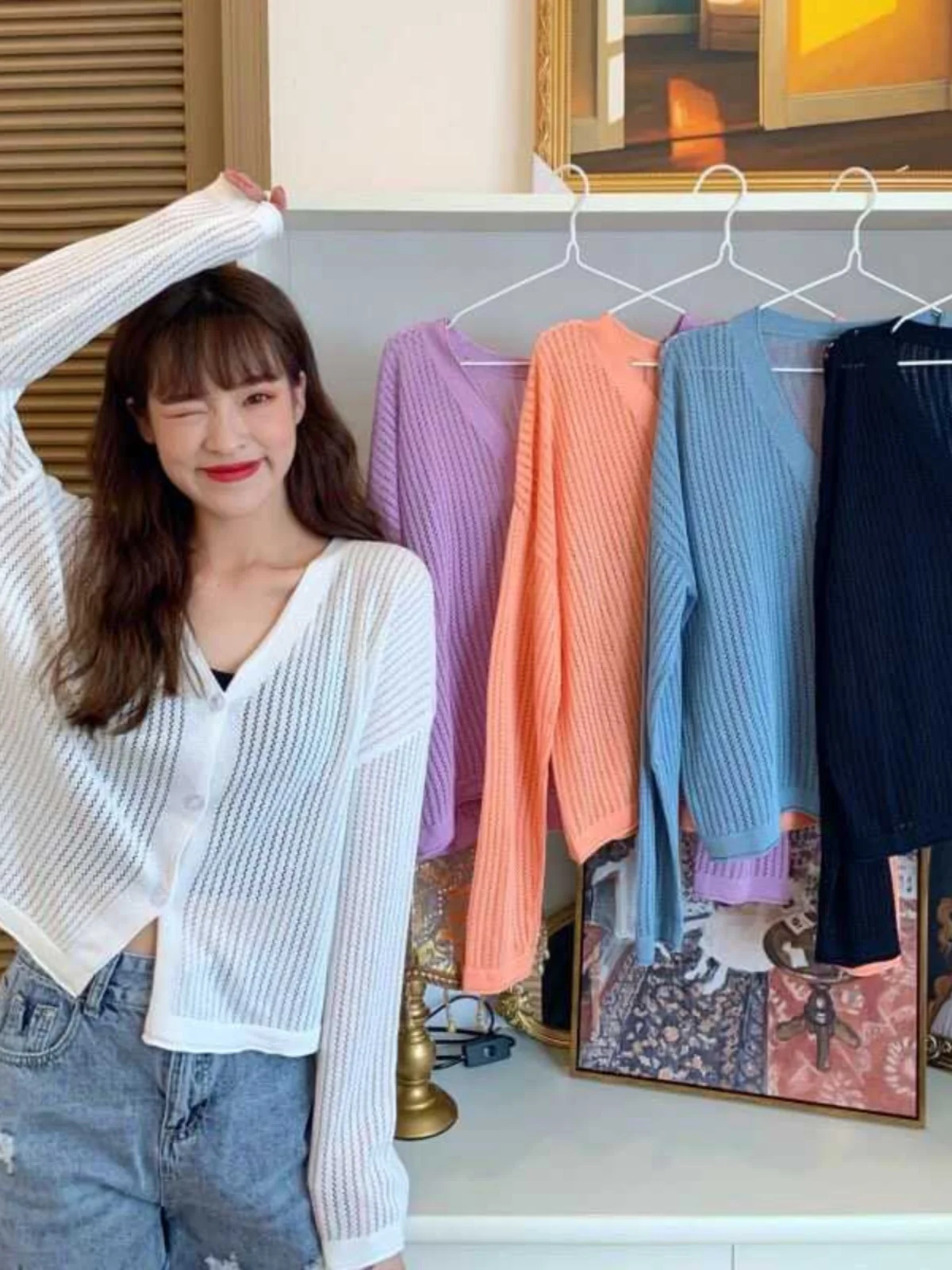 Summer Ice Silk Knitted Loose Long Sleeve Hollow out V-Neck Women's Outerwear Air Conditioning Cardigan Thin Korean Style
Summer Ice Silk Knitted Loose Long Sleeve Hollow out V-Neck Women's Outerwear Air Conditioning Cardigan Thin Korean Style
