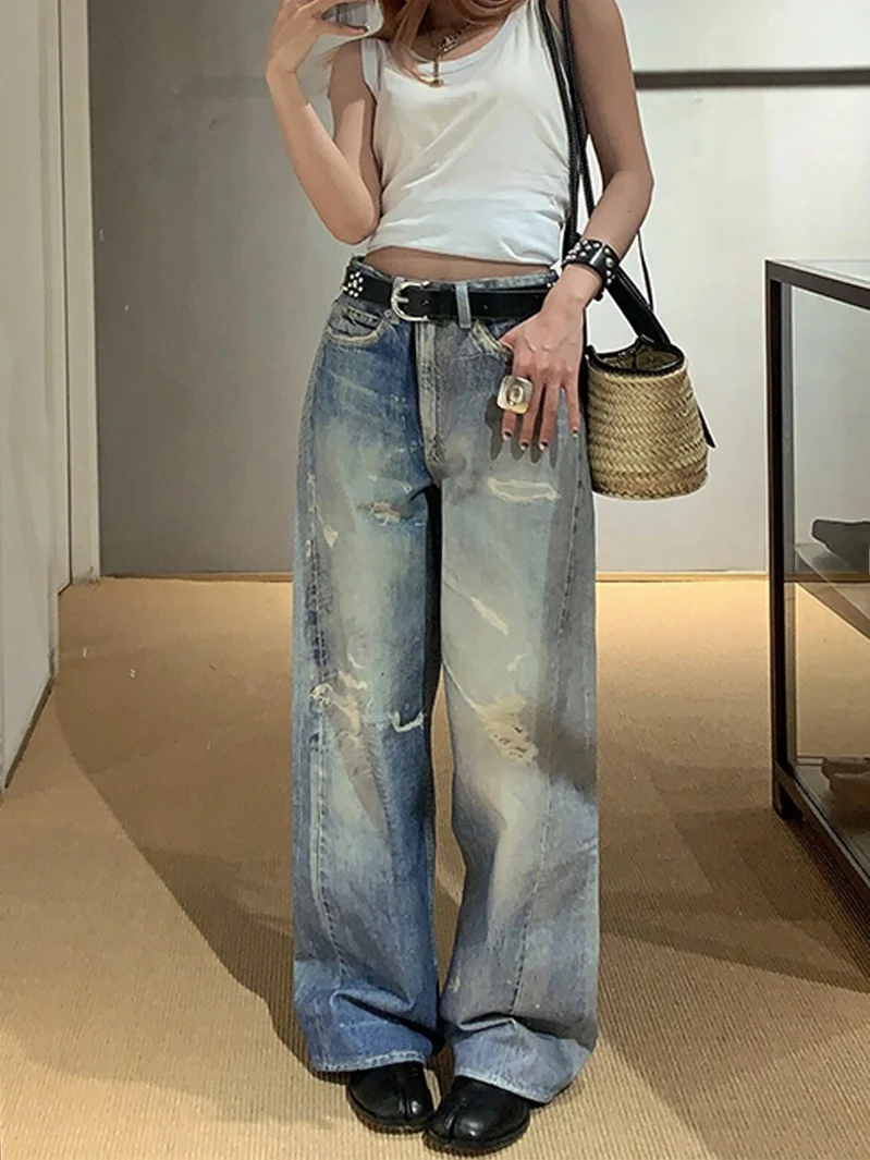 American Hiphop Loose Wide Leg Jeans Women's BF Lazy Style Summer High Street Design Sensation Loose Wide Leg Floor-Length Pants
American Hiphop Loose Wide Leg Jeans Women's BF Lazy Style Summer High Street Design Sensation Loose Wide Leg Floor-Length Pants