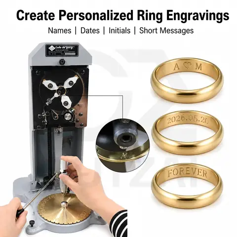 Máquina manual para grabar anillos con herramienta de tallado de anillos, incluye bloques de letras A-Z y números del 1 al 9 para fabricación de joyas y estampado de metales, herramientas de joyería para grabar el interior de anillos.