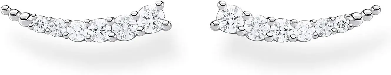 Elegant Ear Climber Earrings with Cubic Zirconia, 925 Sterling Silver
Elegant Ear Climber Earrings with Cubic Zirconia, 925 Sterling Silver