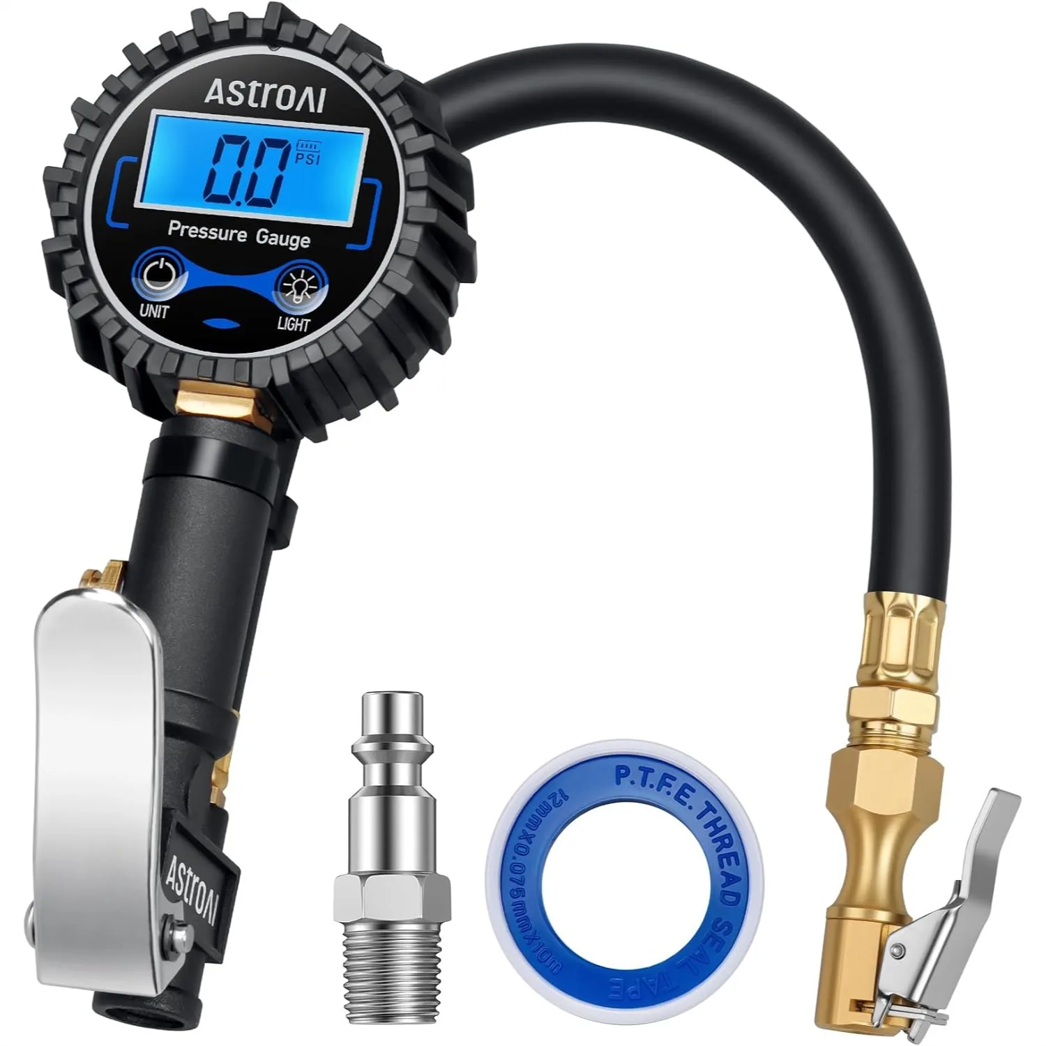 Digital Tire Pressure Gauge with Inflator, 3-250 PSI Heavy Duty Air Chuck for Car Truck Motorcycle, LED Backlit
Digital Tire Pressure Gauge with Inflator, 3-250 PSI Heavy Duty Air Chuck for Car Truck Motorcycle, LED Backlit