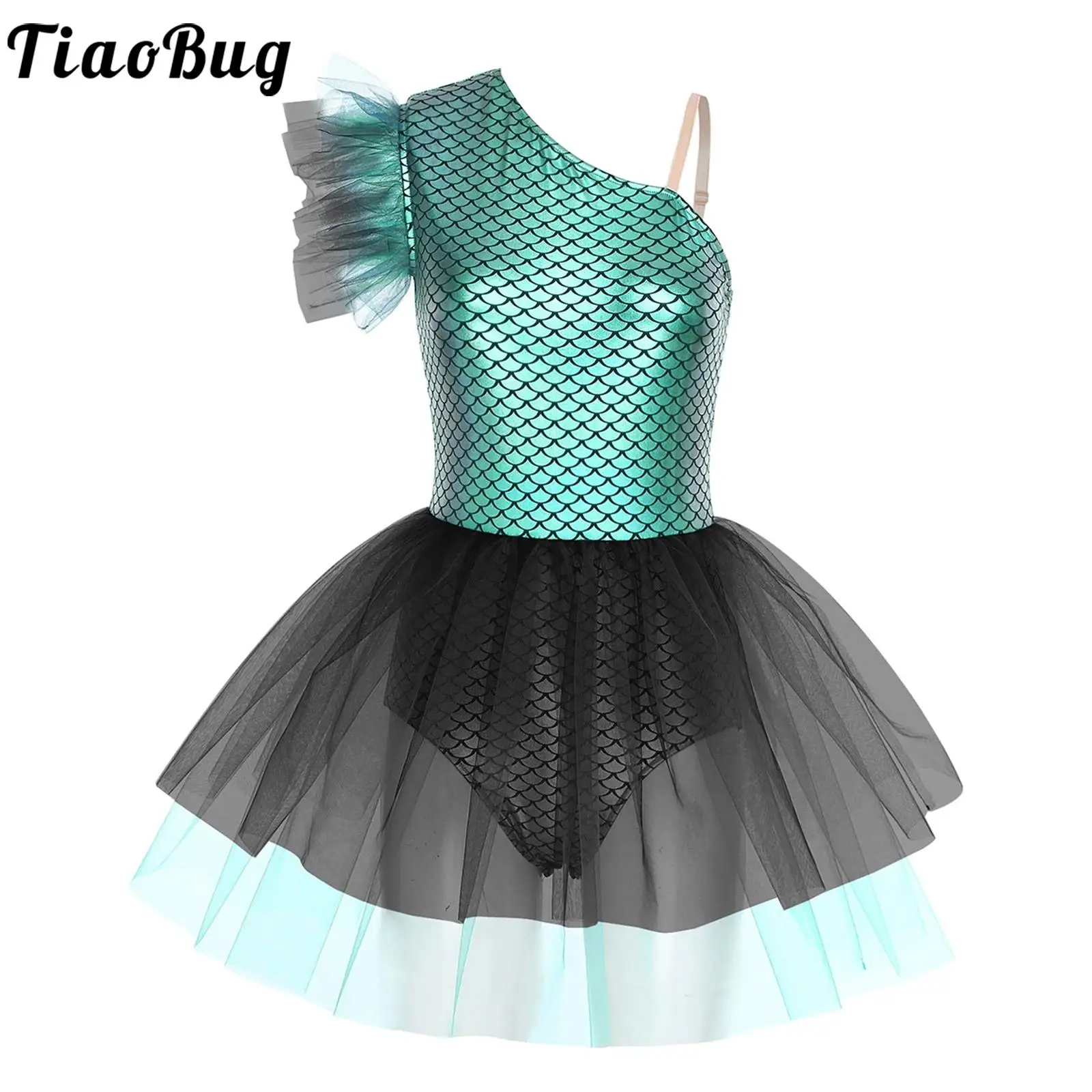 Women Fish-scale Print Tutu Dress Metallic Mermaid Dress-up Leotard Ballet Dress One Shoulder Button Crotch Bodysuit Tulle Dress
Women Fish-scale Print Tutu Dress Metallic Mermaid Dress-up Leotard Ballet Dress One Shoulder Button Crotch Bodysuit Tulle Dress