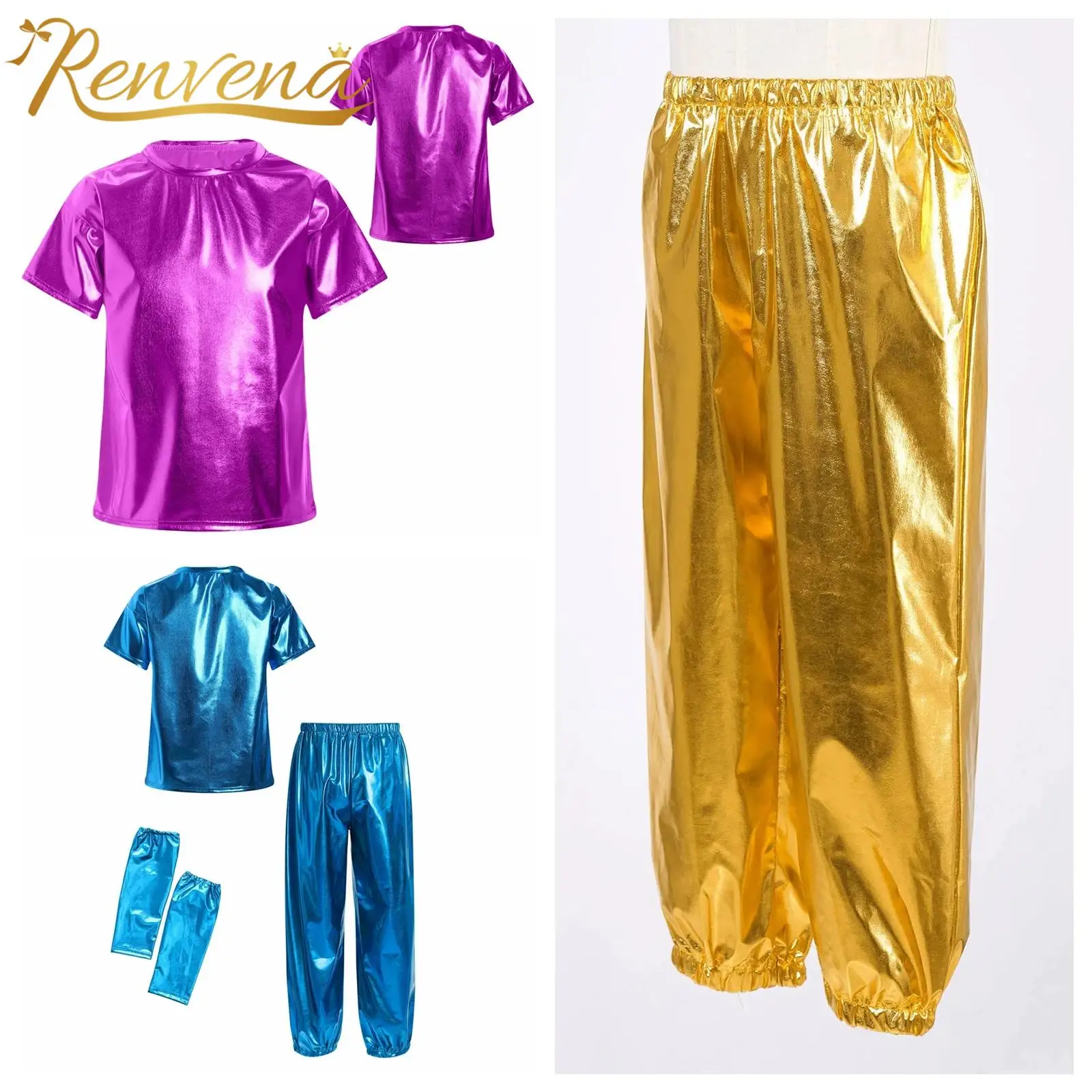 Children Disco Rave Stage Dance Outfits Girls Boys T-shirt Dance Party Suits Kids Metallic Performance Costume Clothes Sets
Children Disco Rave Stage Dance Outfits Girls Boys T-shirt Dance Party Suits Kids Metallic Performance Costume Clothes Sets