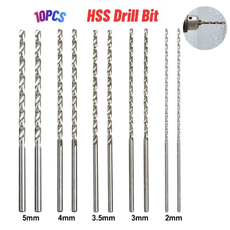 10Pc Extra Long HSS High Speed Steel Drill Bit Set 2mm,3mm,3.5mm,4mm,5mm Bits HSS Twists Drill Bit Set Round Shank Impacts Drill
10Pc Extra Long HSS High Speed Steel Drill Bit Set 2mm,3mm,3.5mm,4mm,5mm Bits HSS Twists Drill Bit Set Round Shank Impacts Drill