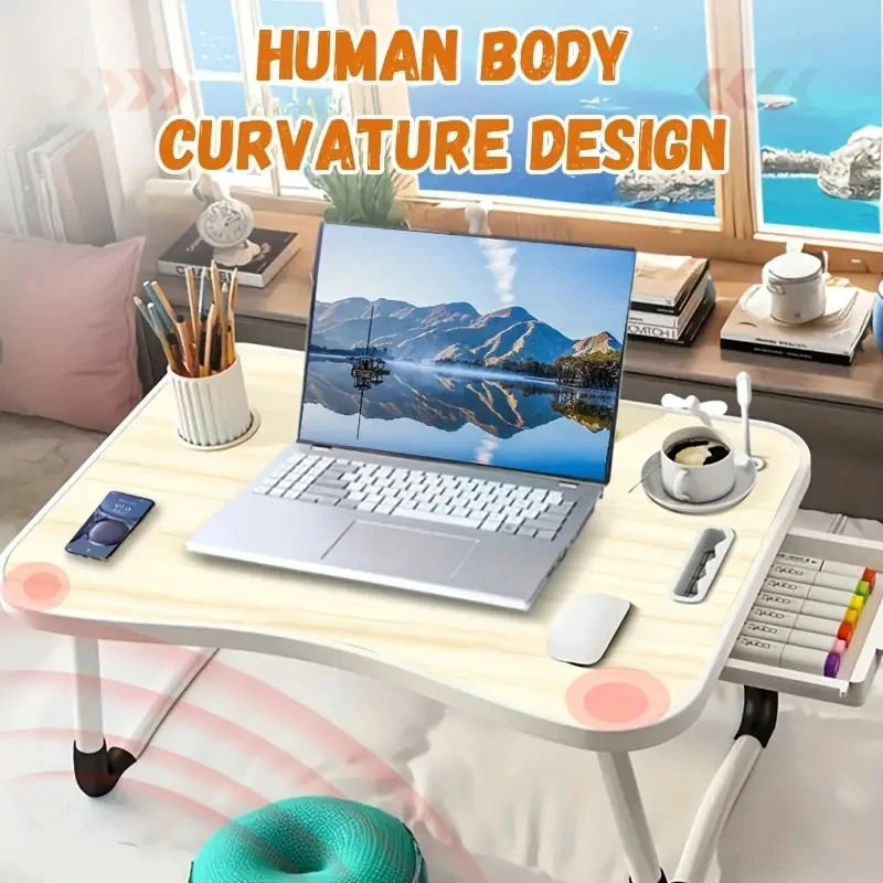 Portable Laptop Desk with USB Light, Small Fan, Cup Holder, Tablet Slot, and Lifting Handle - Foldable Laptop Table for Working
Portable Laptop Desk with USB Light, Small Fan, Cup Holder, Tablet Slot, and Lifting Handle - Foldable Laptop Table for Working