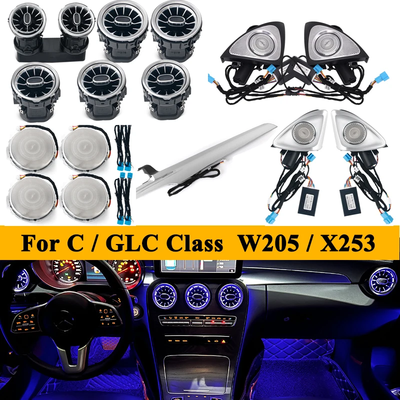 64 Colors For Mercedes-Benz C/GLC Class W205 X253 LED Turbine Vents Ambient Light LHD Copilot 3D 4D Speaker Cover Retrofit Decor
64 Colors For Mercedes-Benz C/GLC Class W205 X253 LED Turbine Vents Ambient Light LHD Copilot 3D 4D Speaker Cover Retrofit Decor