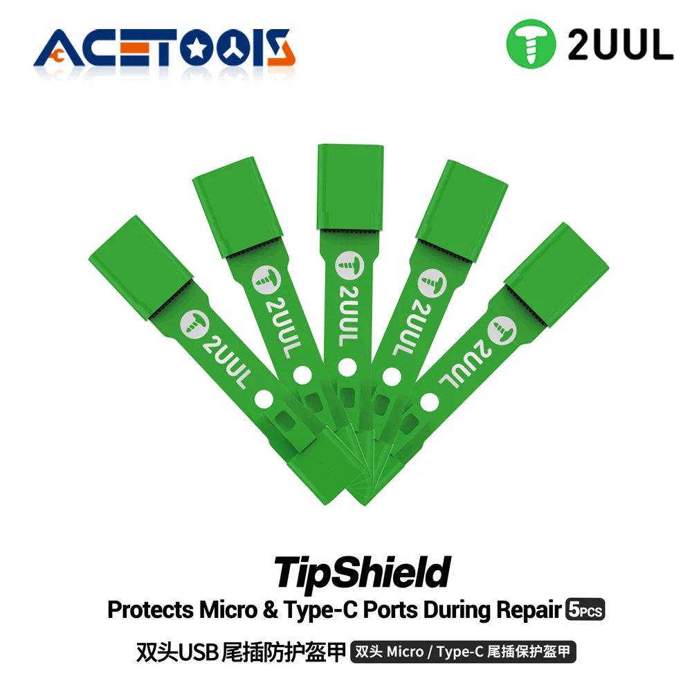2UUL TS01 TipShield Dual USB Port Protector 5Pcs for Micro & Type C Stainless Steel Melt Resistant for Phone Soldering Repair
2UUL TS01 TipShield Dual USB Port Protector 5Pcs for Micro & Type C Stainless Steel Melt Resistant for Phone Soldering Repair