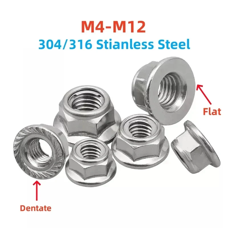 304 316 Stainless Steel Flange Nylock Nut Self Locking Insert Lock Nut M4 M5 M6 M8 M10 M12
304 316 Stainless Steel Flange Nylock Nut Self Locking Insert Lock Nut M4 M5 M6 M8 M10 M12