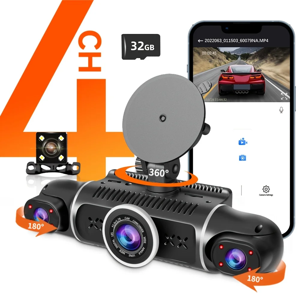 Dash Cam Ultimate Secure 1080P High-Definition 4-Channel Driving Recorder Kit with Wifi - Front, Left, Right, Rear View, Super
Dash Cam Ultimate Secure 1080P High-Definition 4-Channel Driving Recorder Kit with Wifi - Front, Left, Right, Rear View, Super