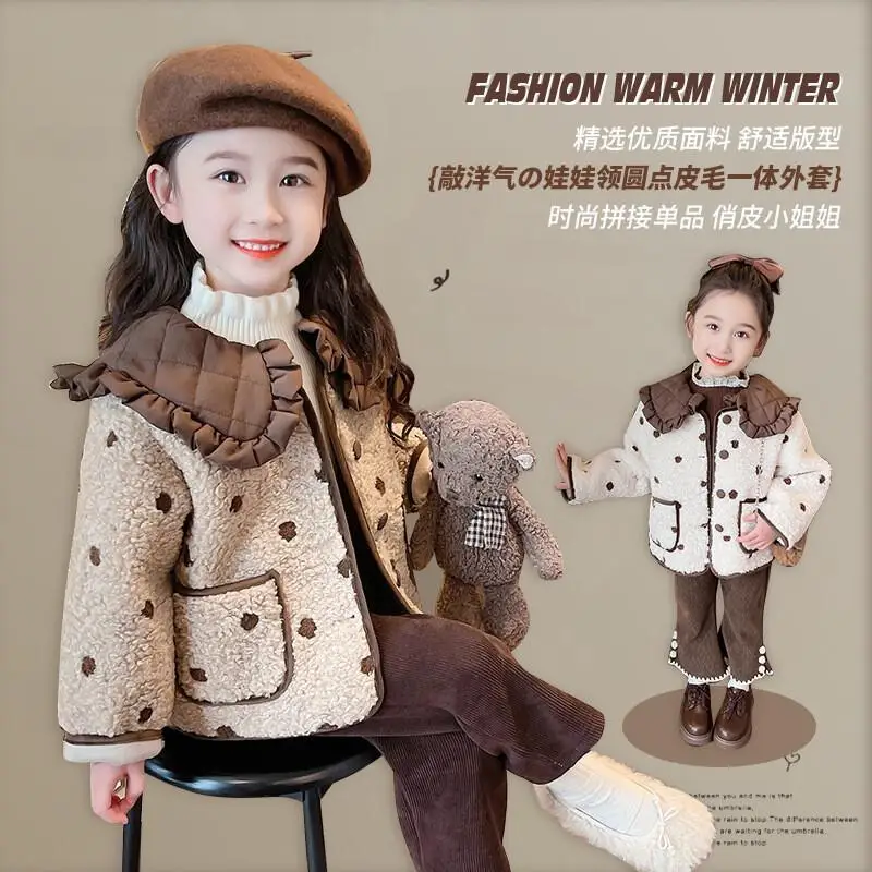 Warm Coat Girls Peter Pan Collar Polka Dot Embroidered 2025 New Korean Style Fashionable Thickened Autumn Winter Coat 4-8 Years
Warm Coat Girls Peter Pan Collar Polka Dot Embroidered 2025 New Korean Style Fashionable Thickened Autumn Winter Coat 4-8 Years