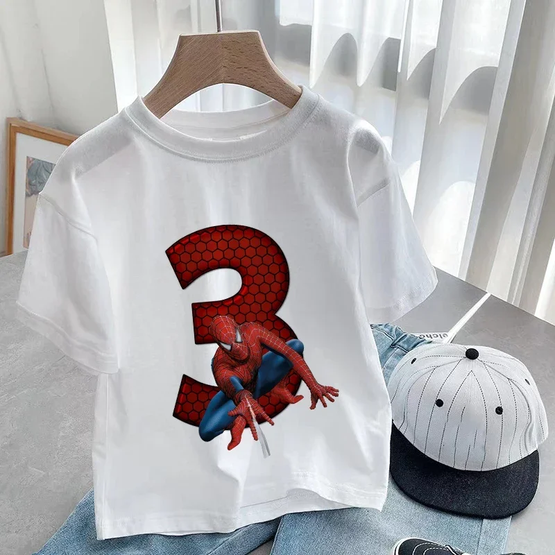 Spider-man Children T-Shirt Birthday Number 123456789 Tee Shirts Cartoons Kawaii Kid Casual Clothes Super Hero Girl Boy Tops
Spider-man Children T-Shirt Birthday Number 123456789 Tee Shirts Cartoons Kawaii Kid Casual Clothes Super Hero Girl Boy Tops