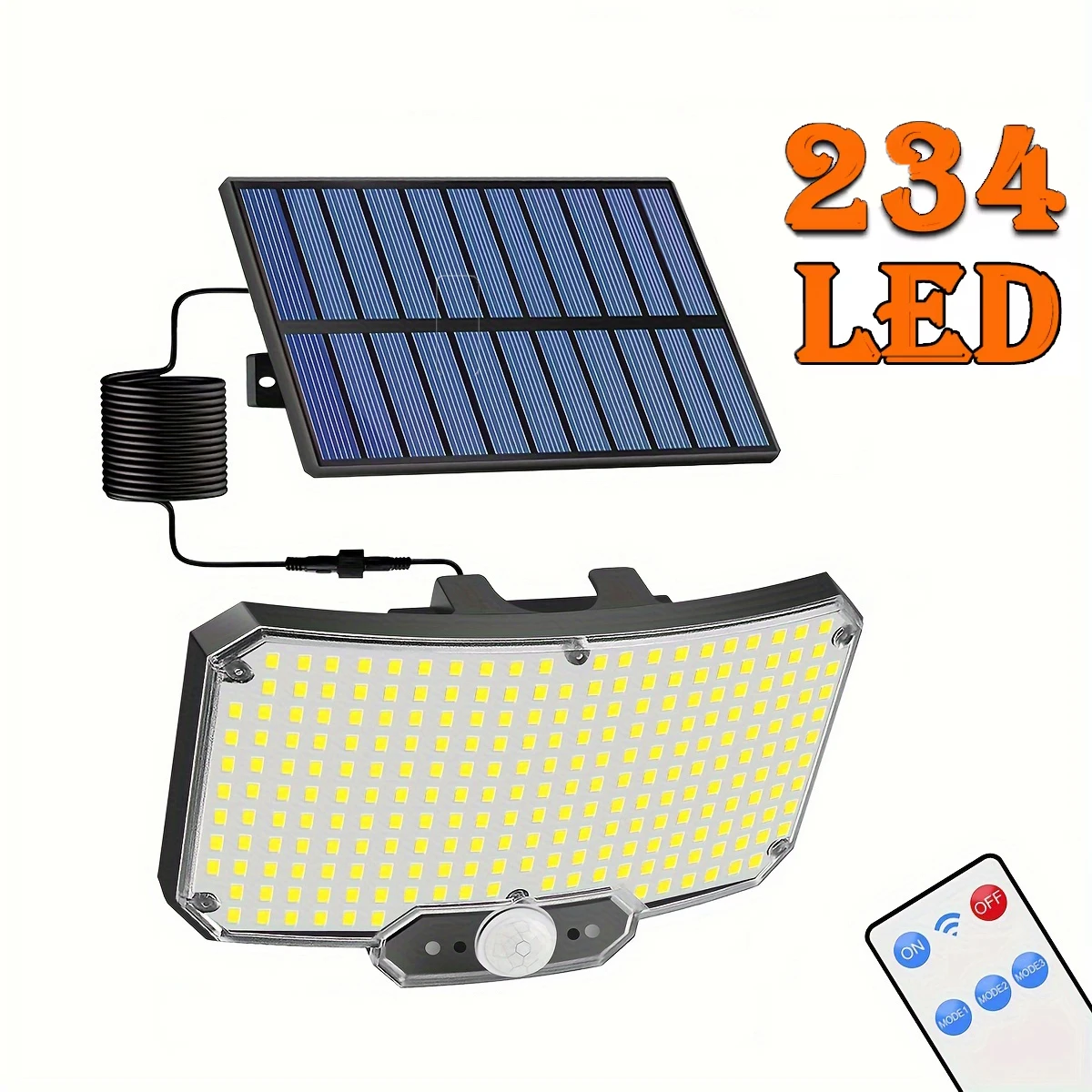 Солнечный светодиодный светильник 234LED с датчиком движения, раздельный, IP65 водонепроницаемый, 3000 мАч, прожектор безопасности с пультом ДУ для гаража и сада
Солнечный светодиодный светильник 234LED с датчиком движения, раздельный, IP65 водонепроницаемый, 3000 мАч, прожектор безопасности с пультом ДУ для гаража и сада