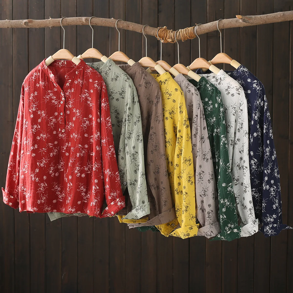 Middle-aged women's clothes 100% cotton yarn white green yellow coffee printed shirts long sleeve blouses for women tops
Middle-aged women's clothes 100% cotton yarn white green yellow coffee printed shirts long sleeve blouses for women tops