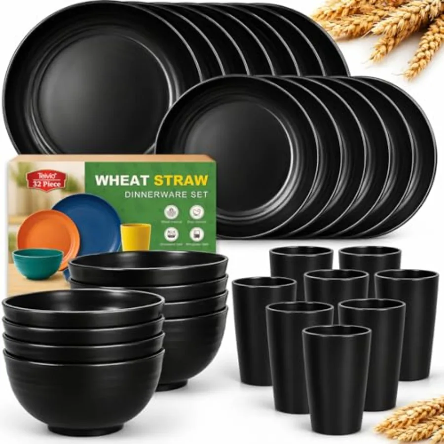 32-Piece Kitchen Plastic Wheat Straw Dinnerware Set Service for 8 Unbreakable Modern Dish Set - Dinner Plate/Dessert Plate/Cere
32-Piece Kitchen Plastic Wheat Straw Dinnerware Set Service for 8 Unbreakable Modern Dish Set - Dinner Plate/Dessert Plate/Cere