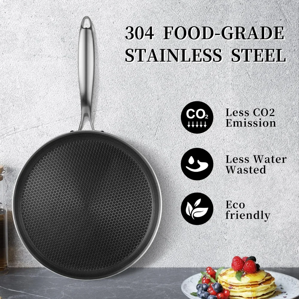 Stainless Steel Crepe Pan 26/28cm Honeycomb Coating Frying Pan Pizza Tray Non-Stick Kitchen Cookware Pancake Egg Pan All Stoves
Stainless Steel Crepe Pan 26/28cm Honeycomb Coating Frying Pan Pizza Tray Non-Stick Kitchen Cookware Pancake Egg Pan All Stoves