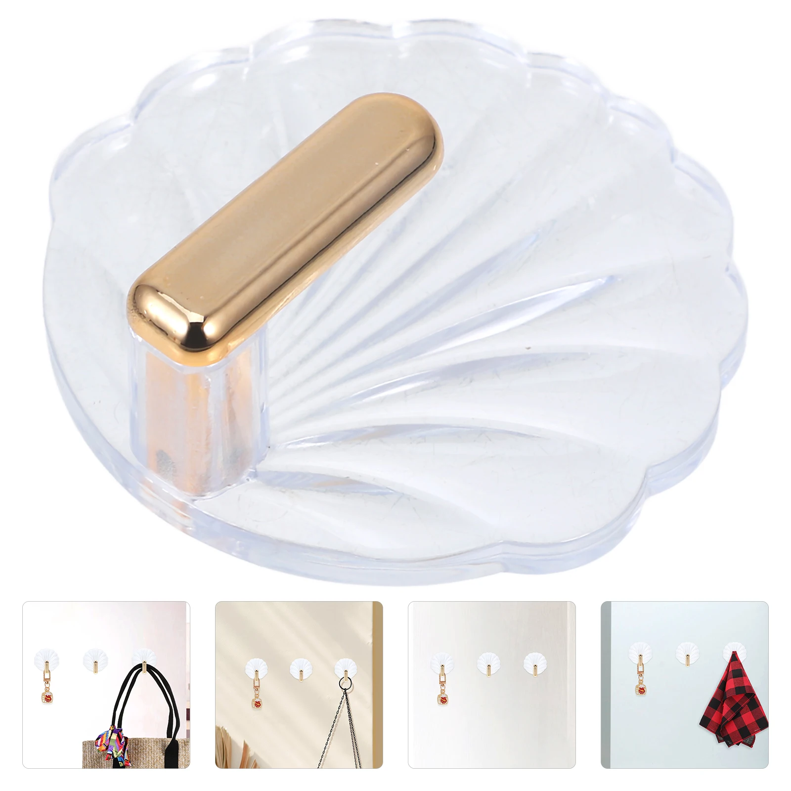 4pcs Shell Shaped Hooks Transparent Gold Plated Wall Stickers Adhesive Bedroom Bathroom Storage Hangers For Coats Hats Towels
4pcs Shell Shaped Hooks Transparent Gold Plated Wall Stickers Adhesive Bedroom Bathroom Storage Hangers For Coats Hats Towels