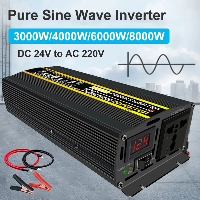 3000W 4000W 6000W 8000W Pure Sine Wave Inverter DC 24V To AC 220V Transformer Power Converter Solar Inverter for Outdoor RV Car
3000W 4000W 6000W 8000W Pure Sine Wave Inverter DC 24V To AC 220V Transformer Power Converter Solar Inverter for Outdoor RV Car