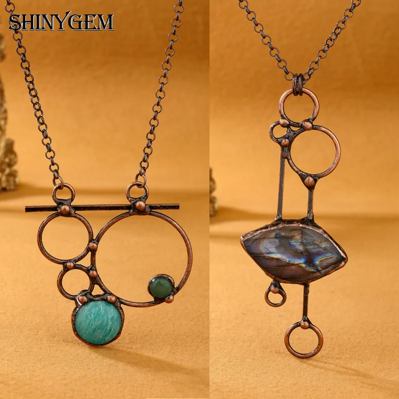 SHINYGEM Natural Labradorite Tianhe Stone Geometric Shape Antique Bronze Plated Pendant Necklace For Women Party Jewelry Gift
SHINYGEM Natural Labradorite Tianhe Stone Geometric Shape Antique Bronze Plated Pendant Necklace For Women Party Jewelry Gift