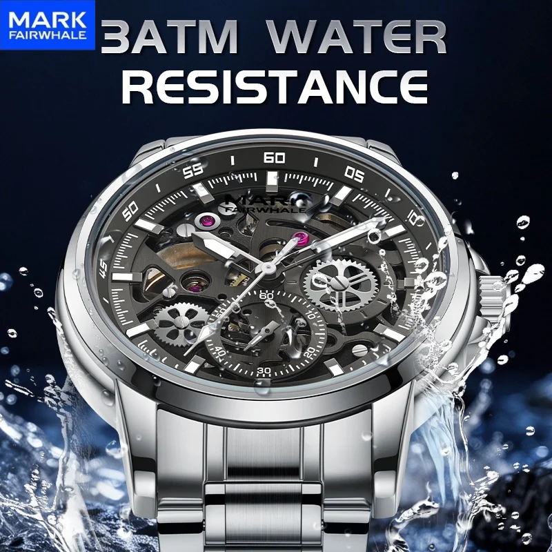 MARK FAIRWHALE Fashion Men's Automatic Watch Steel Strap Skeleton Dial Waterproof montre homme automatique for men Wristwatch
MARK FAIRWHALE Fashion Men's Automatic Watch Steel Strap Skeleton Dial Waterproof montre homme automatique for men Wristwatch