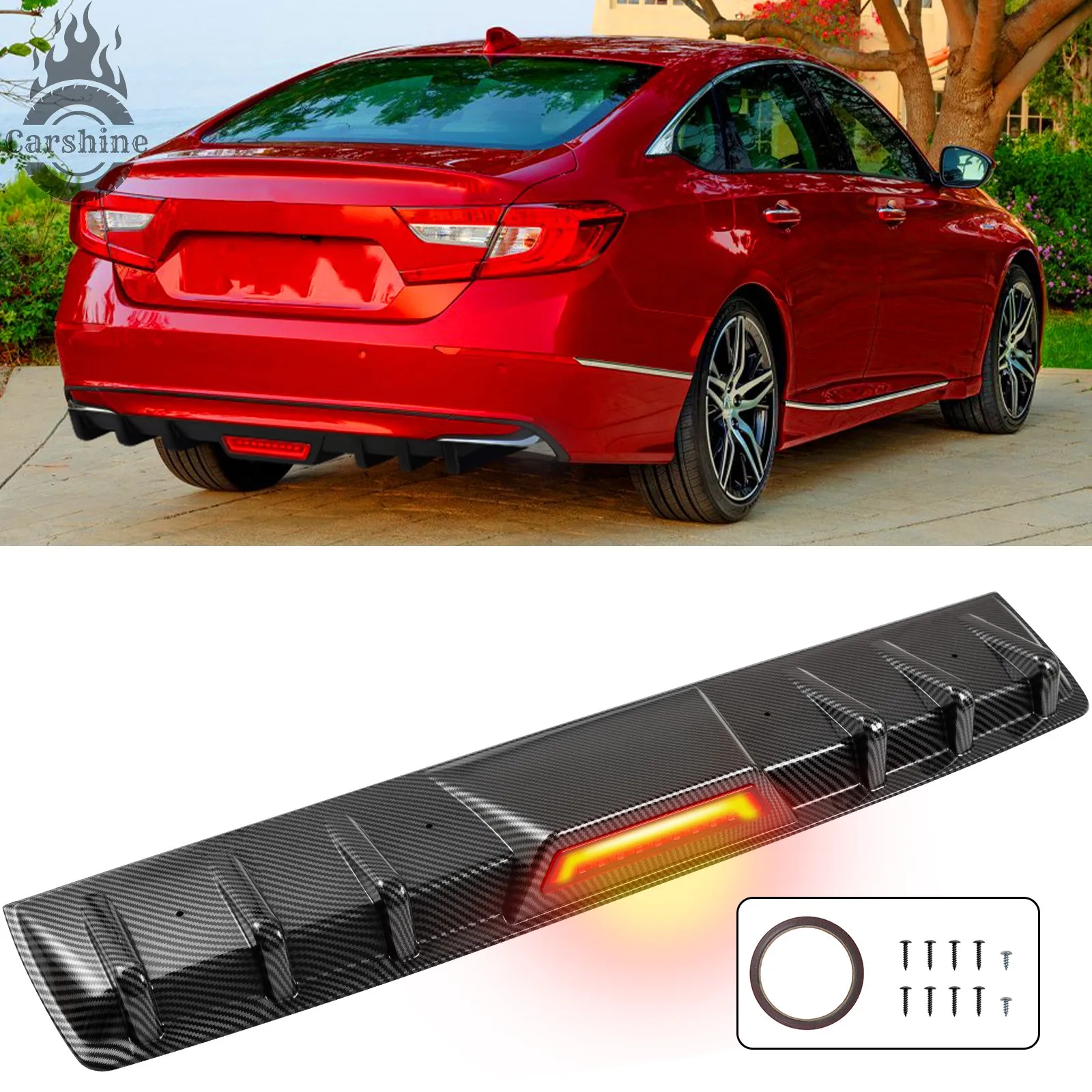 Rear Bumper Spoiler Diffuser w/LED Tail Brake Light for Honda Accord Sport Sedan
Rear Bumper Spoiler Diffuser w/LED Tail Brake Light for Honda Accord Sport Sedan
