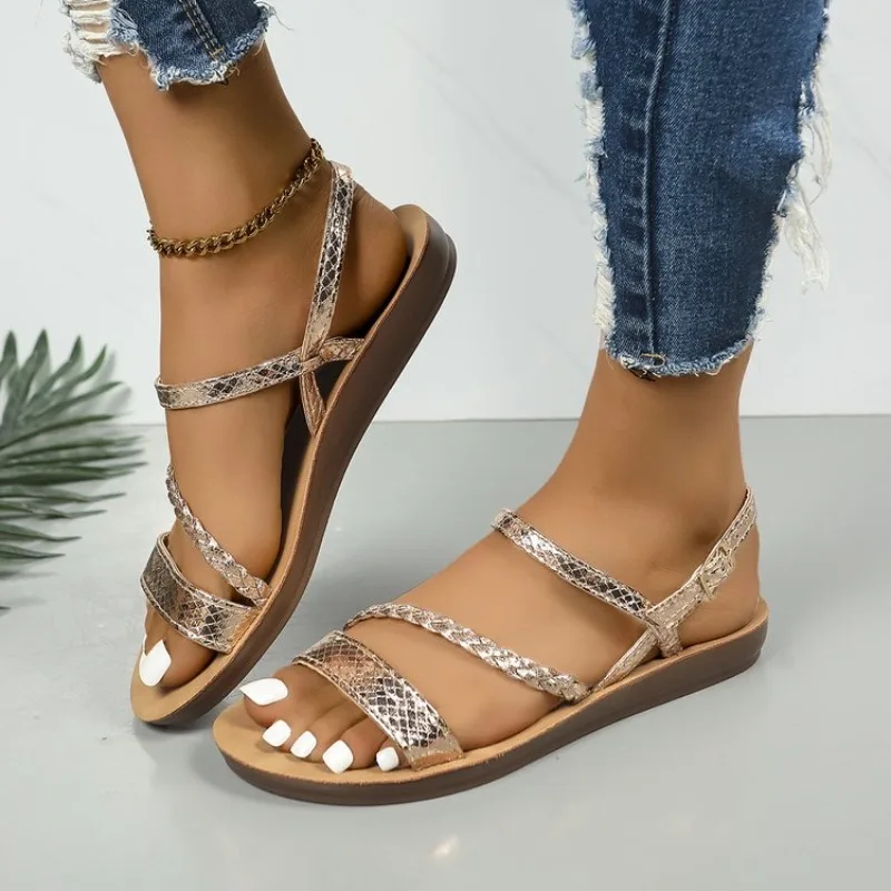Women's Sandals Comfortable Flat Fashion Soft-soled Sandals New Non-slip Sandals for Summer Light Braided Design Casual Shoes
Women's Sandals Comfortable Flat Fashion Soft-soled Sandals New Non-slip Sandals for Summer Light Braided Design Casual Shoes