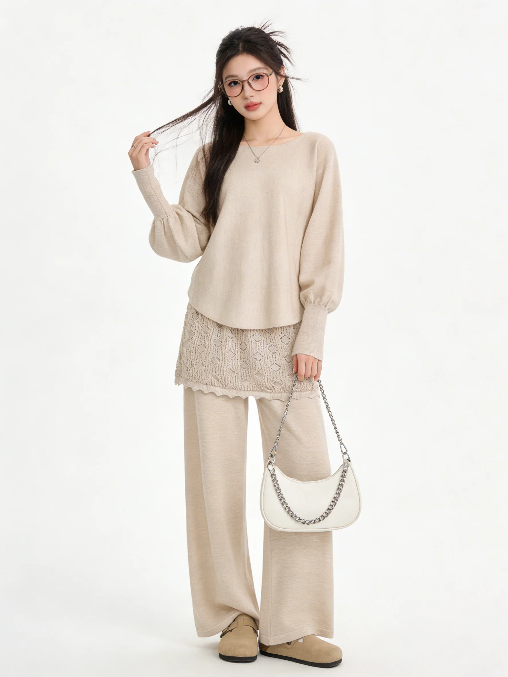 Gentle Korean Style Batwing Sleeve Knitted Top High Waist Wide Leg Pants Skin-friendly Drapey Early Spring Two-piece Set
Gentle Korean Style Batwing Sleeve Knitted Top High Waist Wide Leg Pants Skin-friendly Drapey Early Spring Two-piece Set