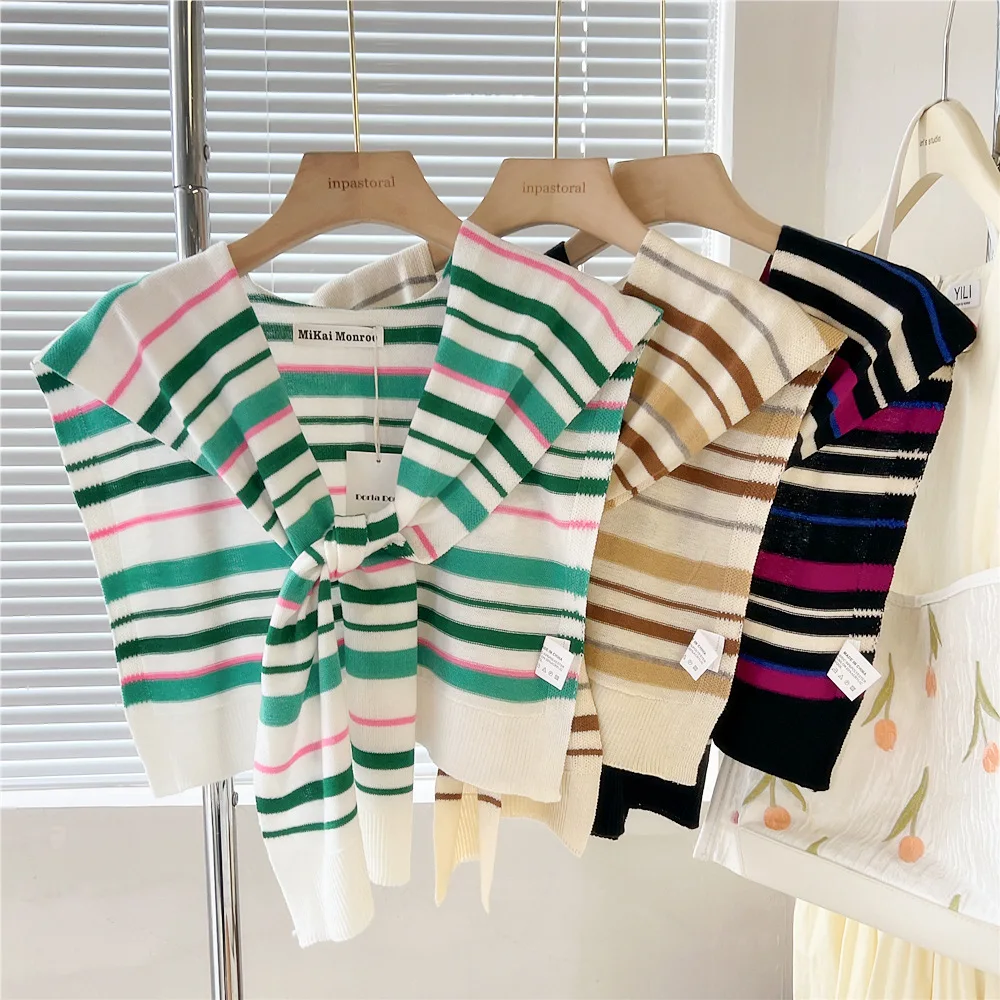 44*100cm Women Girl Stripe Knit Sunscreen Shawl Scarf Decoration Fake Detachable Collar Dress Accessories Protect Neck Shoulder
44*100cm Women Girl Stripe Knit Sunscreen Shawl Scarf Decoration Fake Detachable Collar Dress Accessories Protect Neck Shoulder