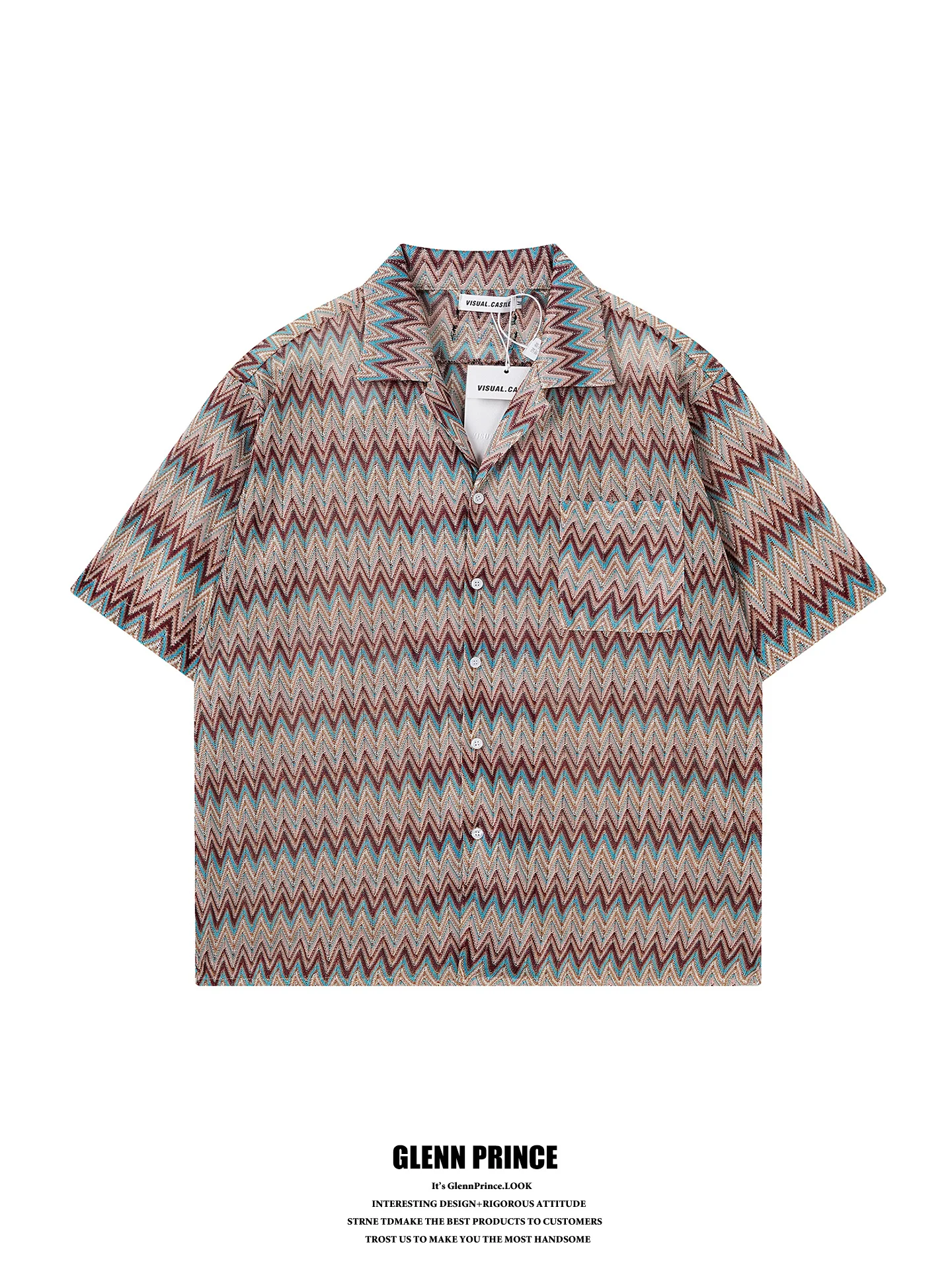 Loose Fit Cuban Collar Short Sleeve Men's Shirt Wave Pattern Summer Casual Beach Style Polyester Fiber Youth Popular Shirt
Loose Fit Cuban Collar Short Sleeve Men's Shirt Wave Pattern Summer Casual Beach Style Polyester Fiber Youth Popular Shirt