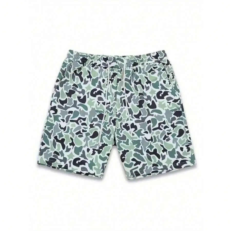 Mens Light Green Camouflage Print Drawstring Elastic Waist Loose Casual Shorts With Side Pockets
Mens Light Green Camouflage Print Drawstring Elastic Waist Loose Casual Shorts With Side Pockets