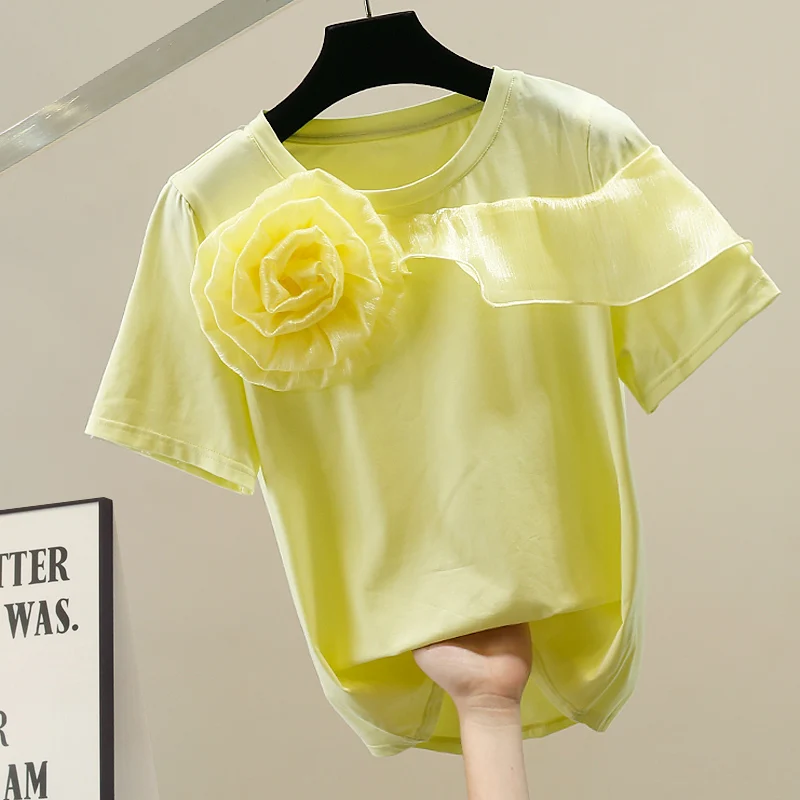 Korean Sle round Ne ort Sve T-irt Women's Slim Fit Heavy Embroidery Flower Decoration Faion Top Simple Sle
Korean Sle round Ne ort Sve T-irt Women's Slim Fit Heavy Embroidery Flower Decoration Faion Top Simple Sle