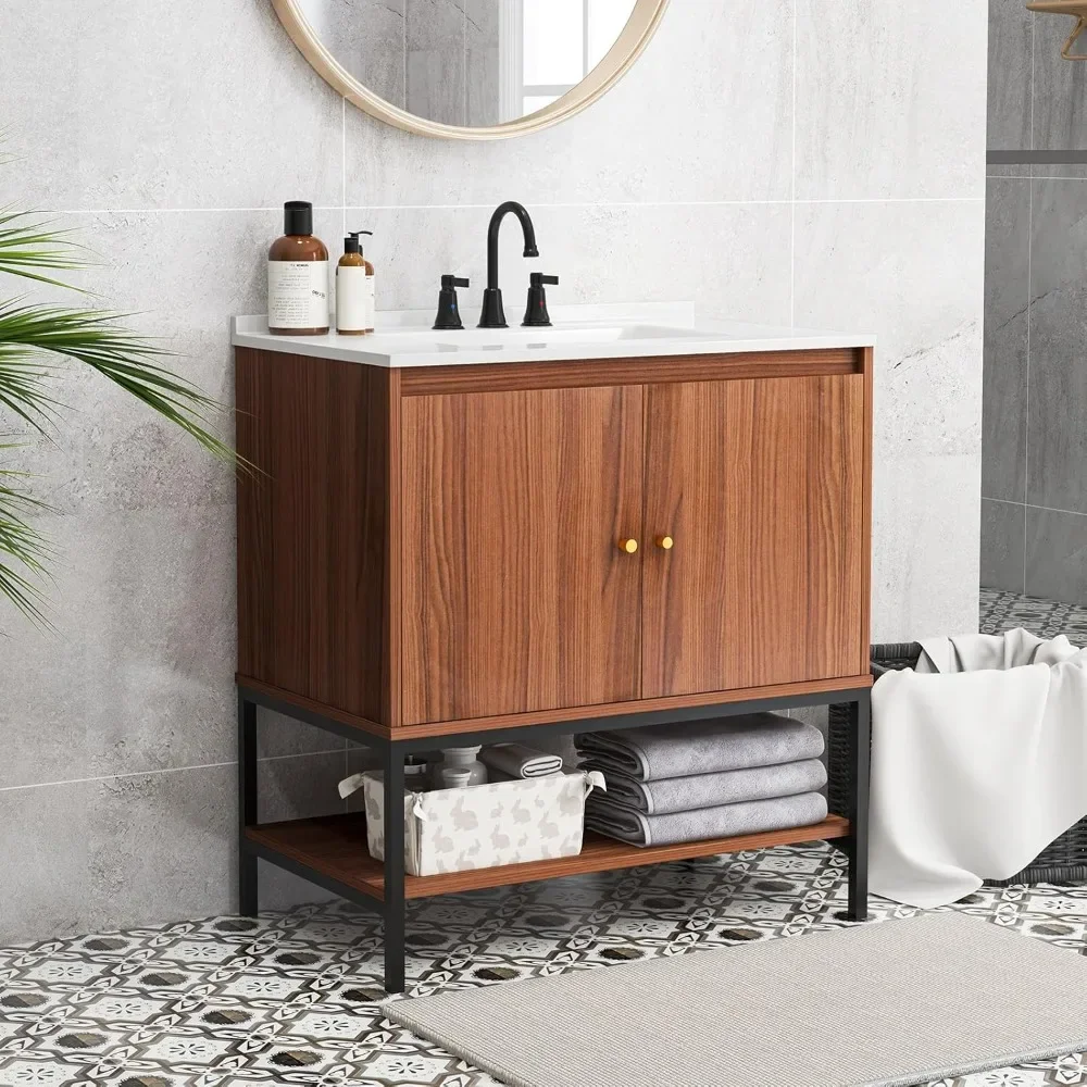 Bathroom Vanity with Sink Combo ,Bathroom Cabinet with Doors, Open Shelf, Sink, Backsplash, Stainless Faucet, Pop Up Drain
Bathroom Vanity with Sink Combo ,Bathroom Cabinet with Doors, Open Shelf, Sink, Backsplash, Stainless Faucet, Pop Up Drain