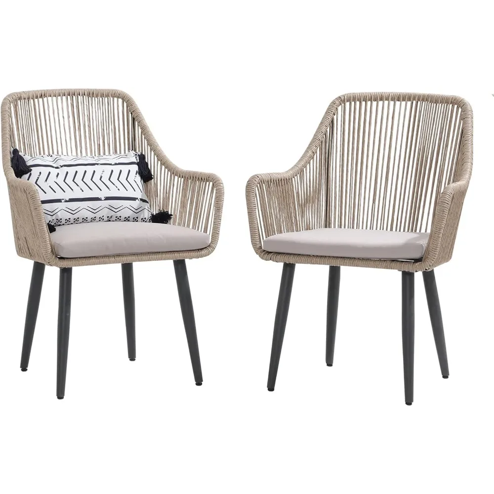 Outdoor Dining Chairs, Patio Dining Chair Set of 2, All-Weather Woven Rope Rattan Chairs, Outdoor Dining Wicker Chairs with Arm
Outdoor Dining Chairs, Patio Dining Chair Set of 2, All-Weather Woven Rope Rattan Chairs, Outdoor Dining Wicker Chairs with Arm