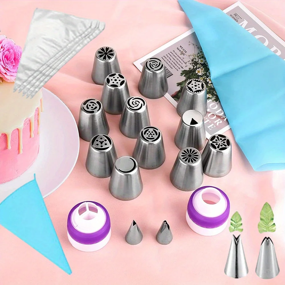 27Pcs/ Set Russian Frosting Piping Nozzle Set Stainless Steel Flower Cream Pastry Tips and Nozzles Bag Set Cupcake Cake Baking T
27Pcs/ Set Russian Frosting Piping Nozzle Set Stainless Steel Flower Cream Pastry Tips and Nozzles Bag Set Cupcake Cake Baking T