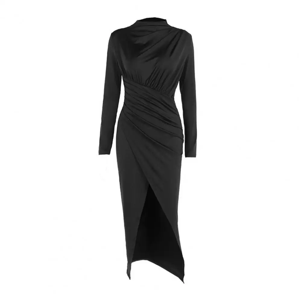 Women Bodycon Maxi Dress Long Sleeve Half-high Neck Dress Front Slit Ruched Formal Dress for Cocktail Party Wedding Date Vacatio
Women Bodycon Maxi Dress Long Sleeve Half-high Neck Dress Front Slit Ruched Formal Dress for Cocktail Party Wedding Date Vacatio