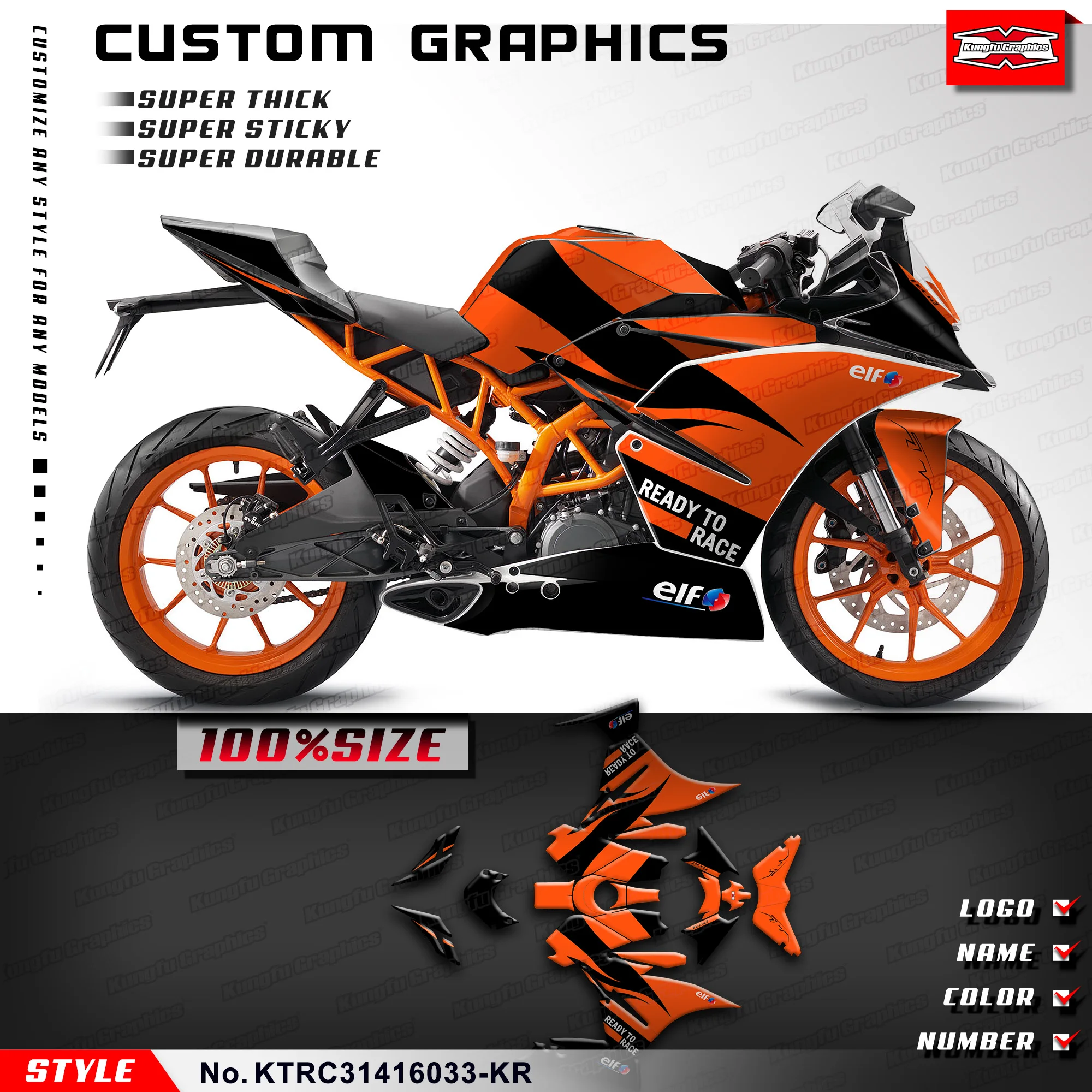 KUNGFU GRAPHICS Team Stickers Vinyl Decal Kit for KTM RC 390 125 200 250 2014 2015 2016 Grey, KTRC31416033-KR
KUNGFU GRAPHICS Team Stickers Vinyl Decal Kit for KTM RC 390 125 200 250 2014 2015 2016 Grey, KTRC31416033-KR