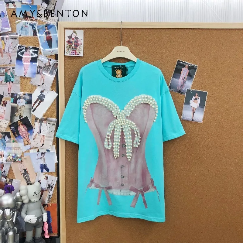 New American Retro Heavy Industry Tees Hotfix Rhinestone Bead Vest Print Pure Cotton Relaxed Fit Short Sleeves Tshirt For Women
New American Retro Heavy Industry Tees Hotfix Rhinestone Bead Vest Print Pure Cotton Relaxed Fit Short Sleeves Tshirt For Women