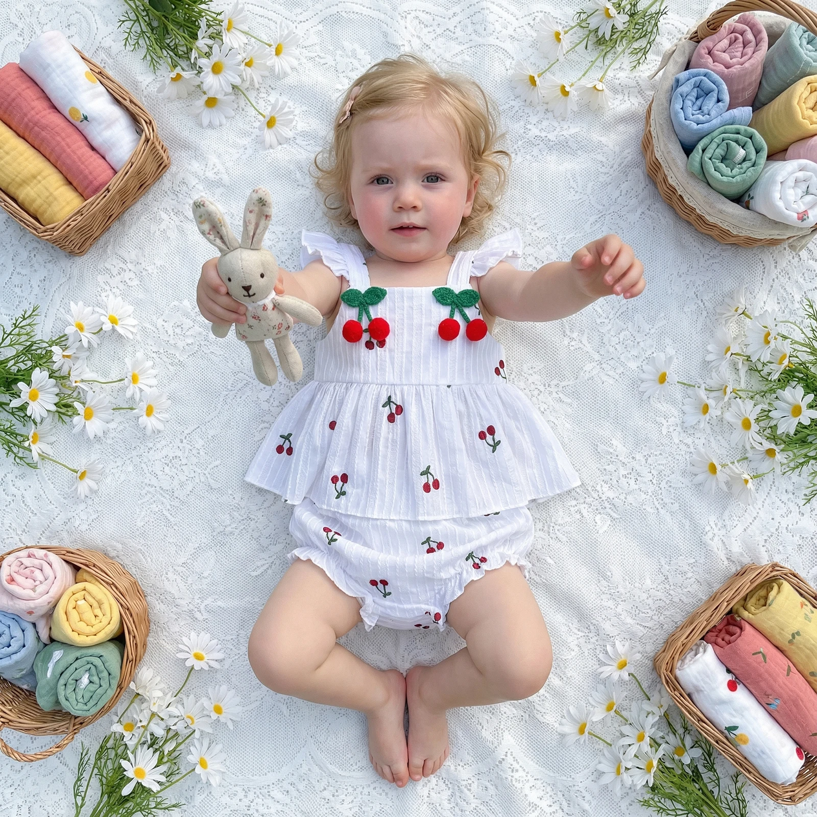 Baby Girl Summer Outfits Cherry Print Fly Sleeve Tops Elastic Waist Shorts 2Pcs Clothes Set
Baby Girl Summer Outfits Cherry Print Fly Sleeve Tops Elastic Waist Shorts 2Pcs Clothes Set