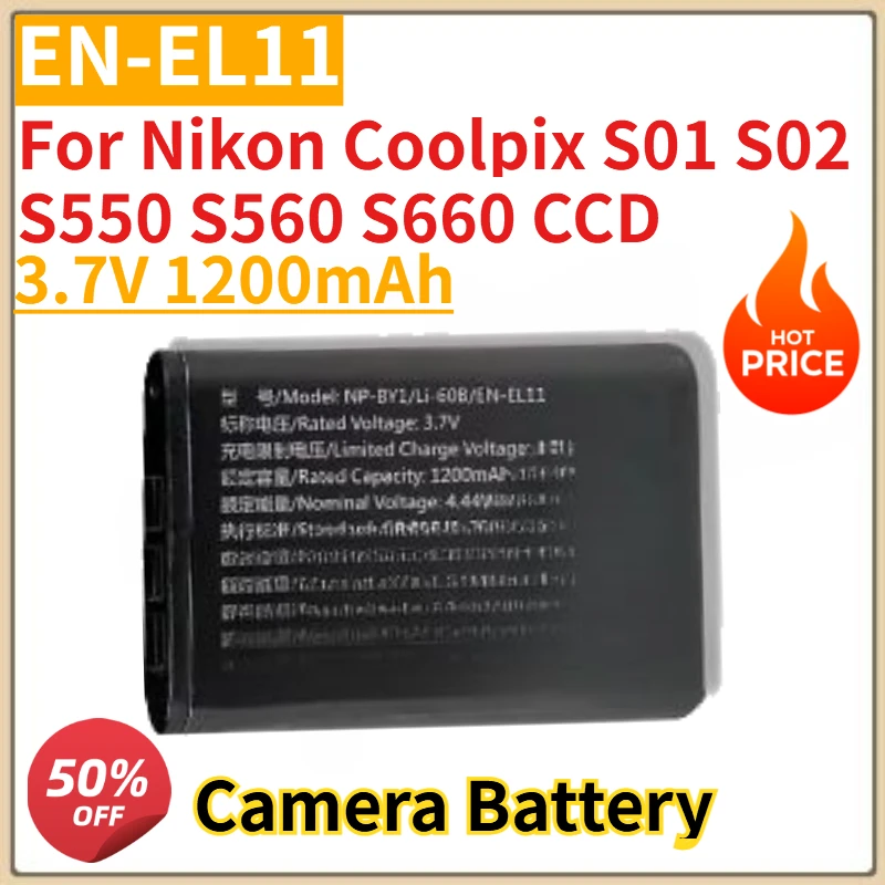 High Quality New EN-EL11 Replacement Camera Battery 3.7V 1200mAh for Nikon Coolpix S01 S02 S550 S560 S660 CCD
High Quality New EN-EL11 Replacement Camera Battery 3.7V 1200mAh for Nikon Coolpix S01 S02 S550 S560 S660 CCD