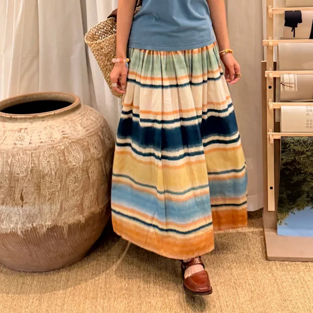 Fashionable Printed Cotton Women's Skirt Y2k Elastic Waist Elegant Commuter Versatile A-line Skirt 2025 Early Autumn New 
Fashionable Printed Cotton Women's Skirt Y2k Elastic Waist Elegant Commuter Versatile A-line Skirt 2025 Early Autumn New