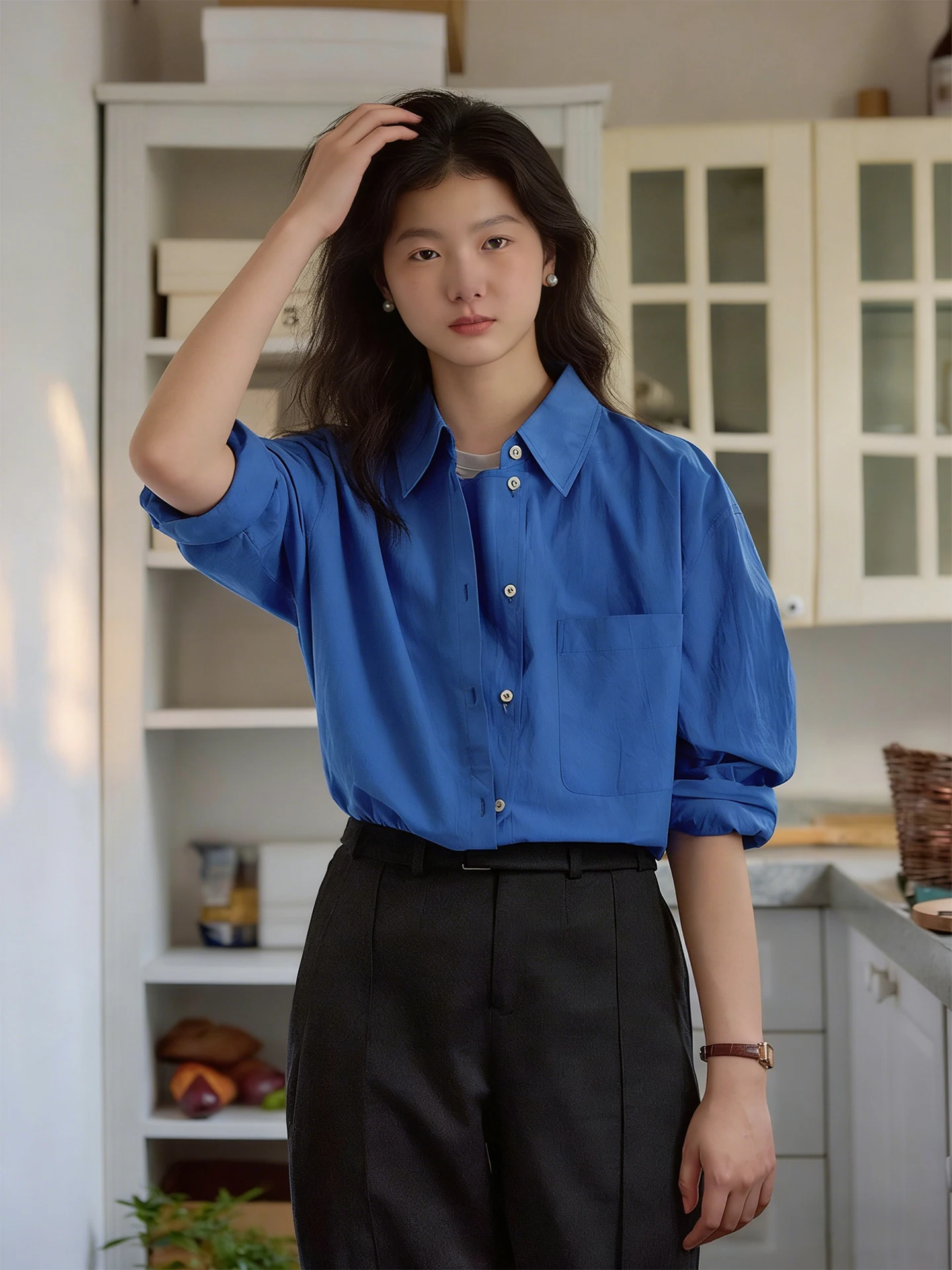 Ele Blue Long Sve Women's irt Spring Commute mat Design Trendy Top Loose Fit French Sle Breathable Skin-Fri...
Ele Blue Long Sve Women's irt Spring Commute mat Design Trendy Top Loose Fit French Sle Breathable Skin-Fri...