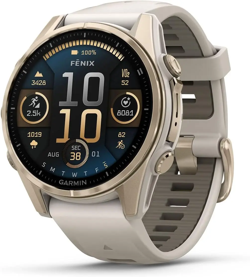 Garmin Fenix 8 AMOLED Sapphire Smartwatch Bundle 43mm Soft Gold Dark Sandstone LED Flashlight Portable Charger Screen Protectors
Garmin Fenix 8 AMOLED Sapphire Smartwatch Bundle 43mm Soft Gold Dark Sandstone LED Flashlight Portable Charger Screen Protectors