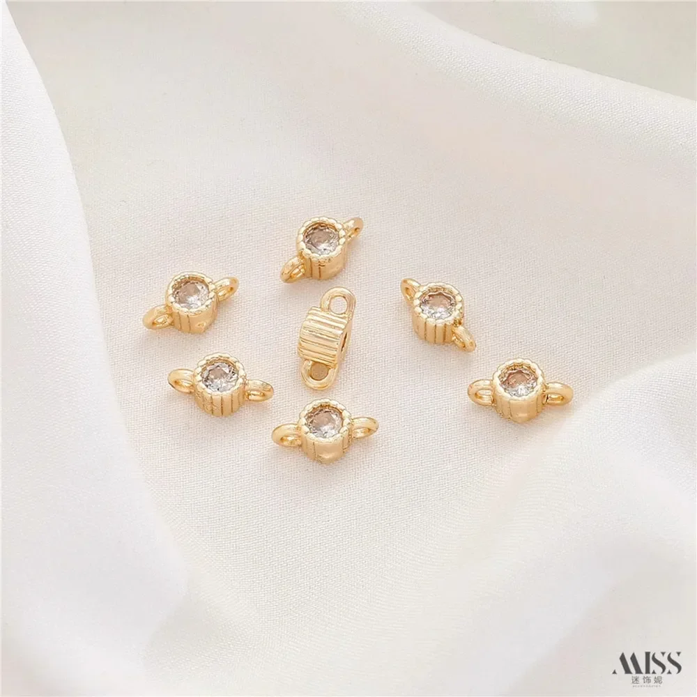 14K Bag Gold Inlaid Zircon Round Double Hanging Link Pendant DIY Handmade Bracelet Necklace Earrings Accessories
14K Bag Gold Inlaid Zircon Round Double Hanging Link Pendant DIY Handmade Bracelet Necklace Earrings Accessories